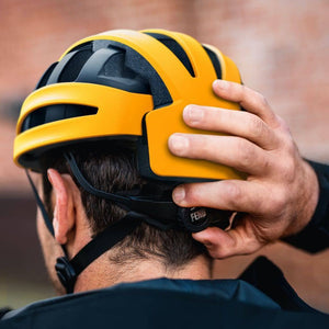 FEND Folding Bike Helmet Rear View - Yellow