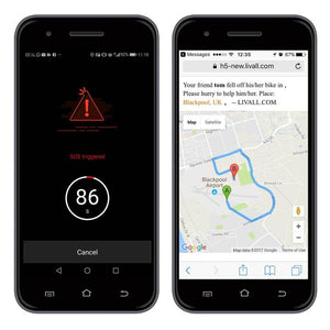 SOS Alert display on mobile phone - LIVALL BH51M Smart Urban Helmet 